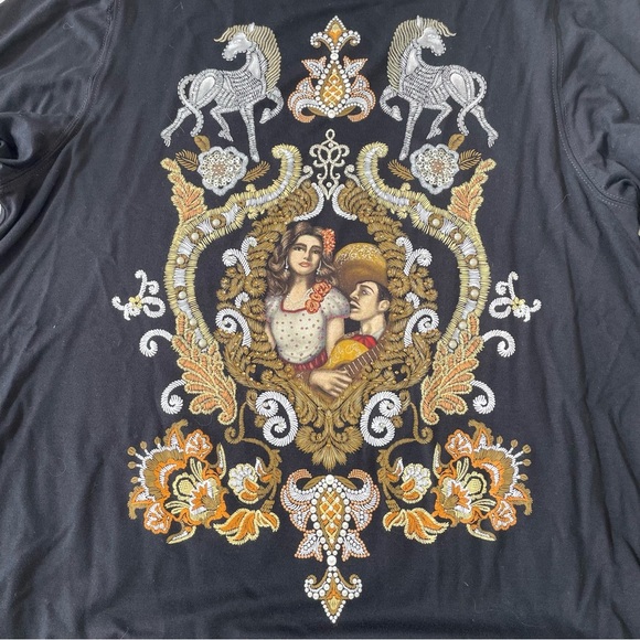 Ay Guey Historia Beaded Mexico Woman Graphic Asymmetric Hem TShirt 4XL RARE NWT - Picture 4 of 8